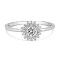 Rhodium Plated 925 Sterling Silver Flower Moissanite Ring