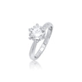 Rhodium Plated 925 Sterling Silver Moissanite Classic Solitaire 9.5mm Engagement Ring