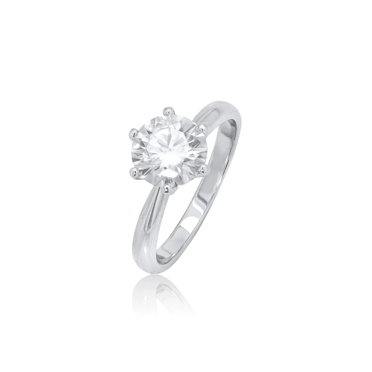 Rhodium Plated 925 Sterling Silver Moissanite Classic Solitaire 9.5mm Engagement Ring