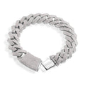 Rhodium Plated 925 Sterling Silver Moissanite Curb 14mm Bracelet