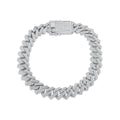 Rhodium Plated 925 Sterling Silver Moissanite Encrusted Miami Cuban Link 10.2mm Bracelet