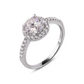 Rhodium Plated 925 Sterling Silver Moissanite Stone Engagement Halo Ring