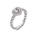 Rhodium Plated 925 Sterling Silver Moissanite Stone Heart Ring