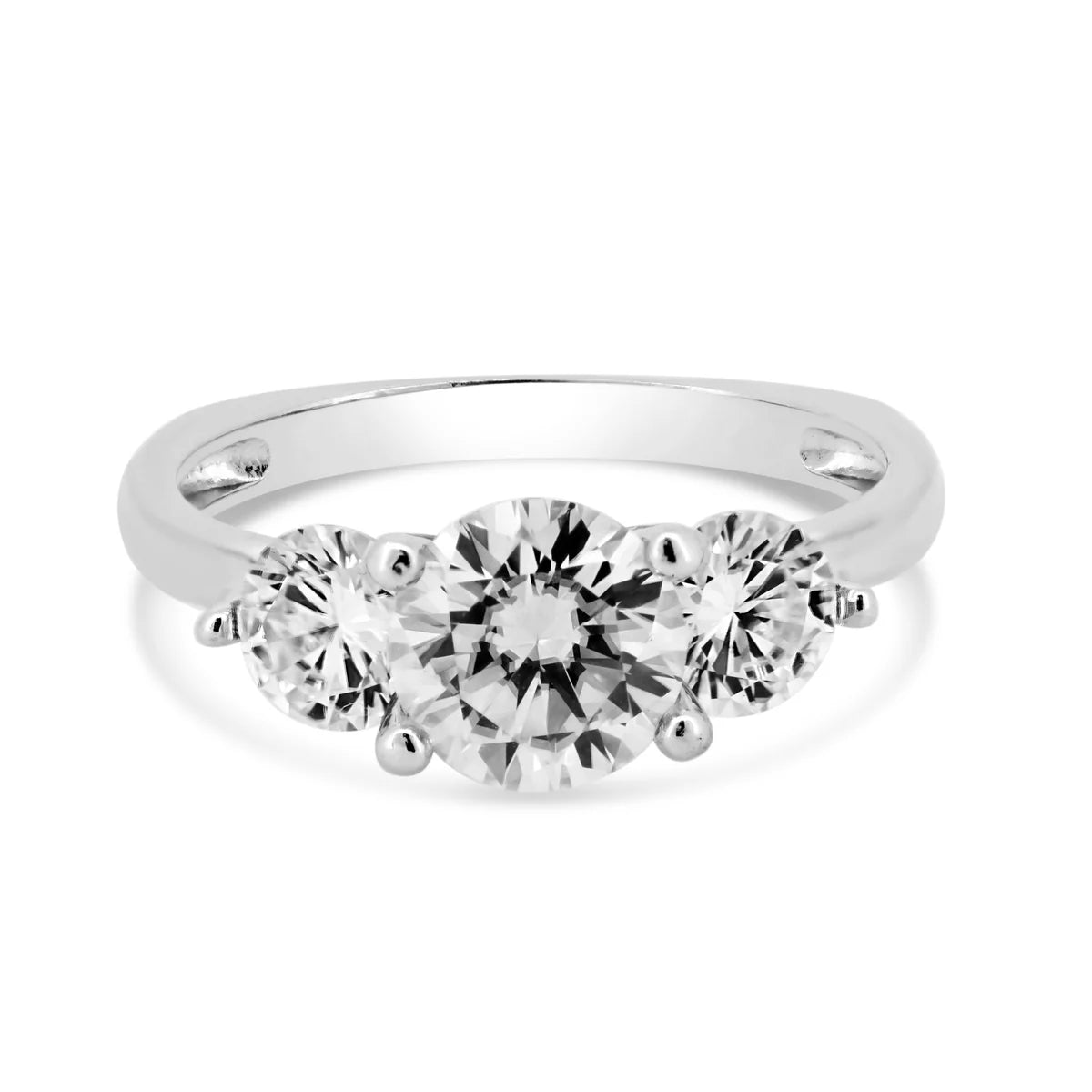 Rhodium Plated 925 Sterling Silver Past Present & Future Moissanite Ring