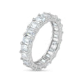 Rhodium Plated 925 Sterling Silver Square Moissanite Stone Eternity Band Ring