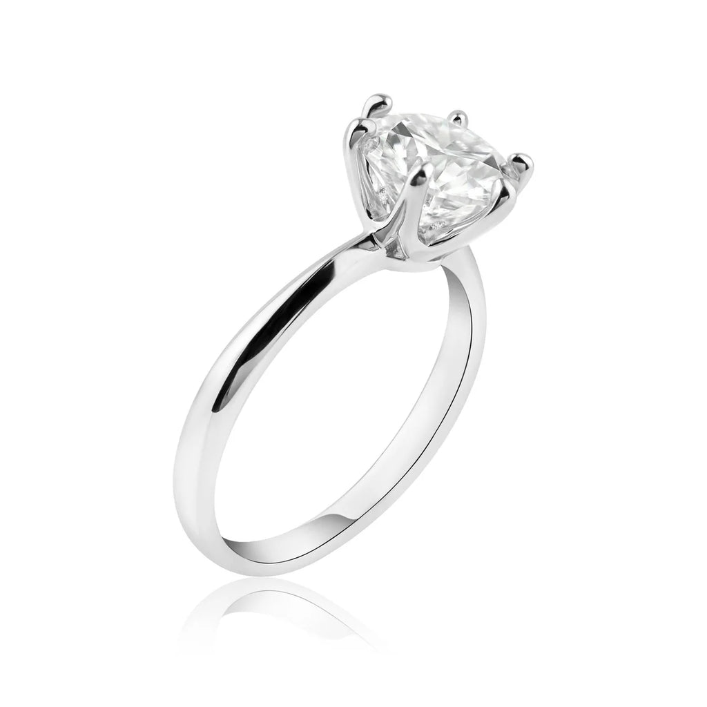 Rhodium Plated 925 Sterling Silver 3 Carat Moissanite Ring