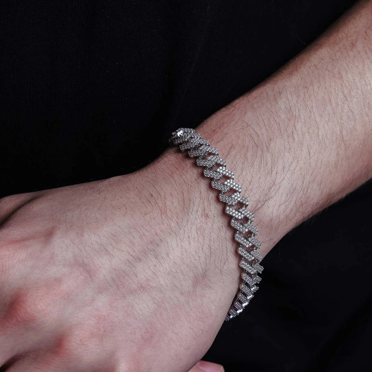 Rhodium Plated 925 Sterling Silver Moissanite Encrusted Miami Cuban Link 10.2mm Bracelet