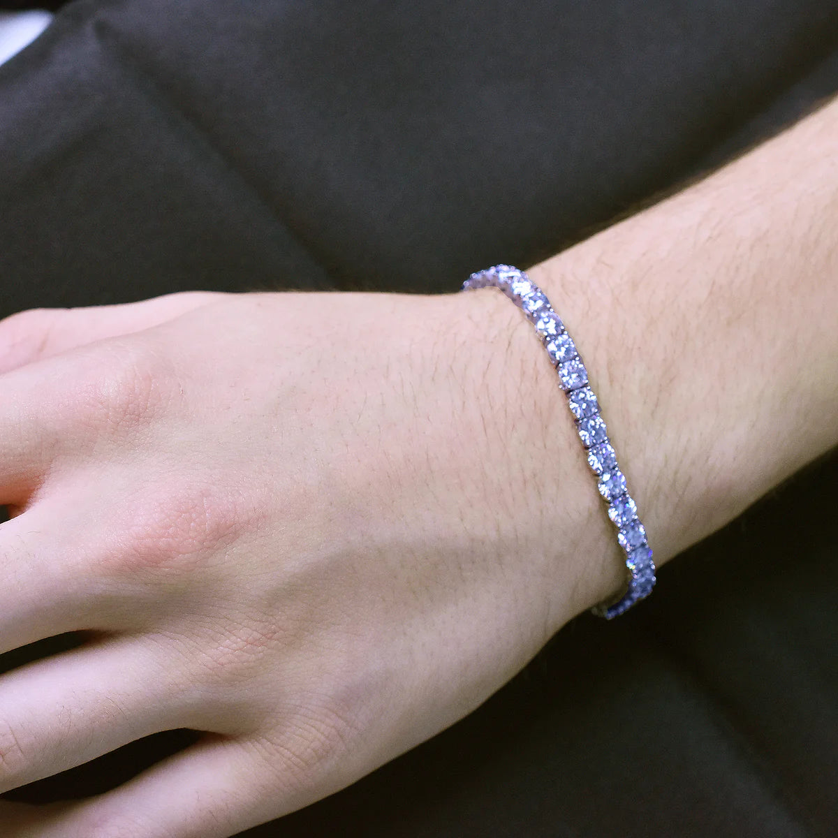 Rhodium Plated 925 Sterling Silver Moissanite Stone 5mm Tennis Bracelet