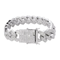 Sterling Silver Round Baguette Moissanite Cuban 8 Inch Mens Bracelet RP 22-7/8 Cttw