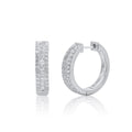Rhodium Plated 925 Sterling Silver Moissanite Studded 12.5mm Hoop Earring