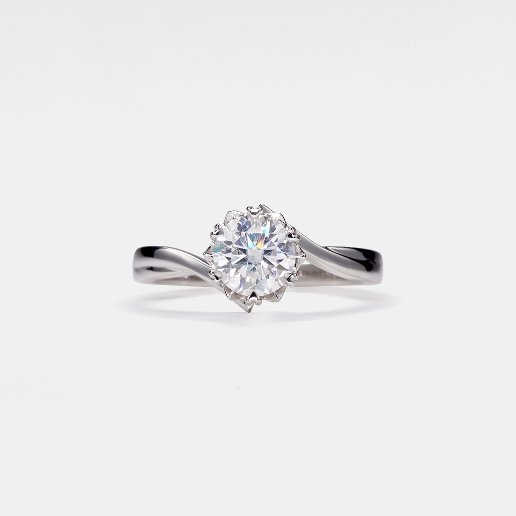 Snowflake Moissanite Engagement Ring in 925 Sterling Silver