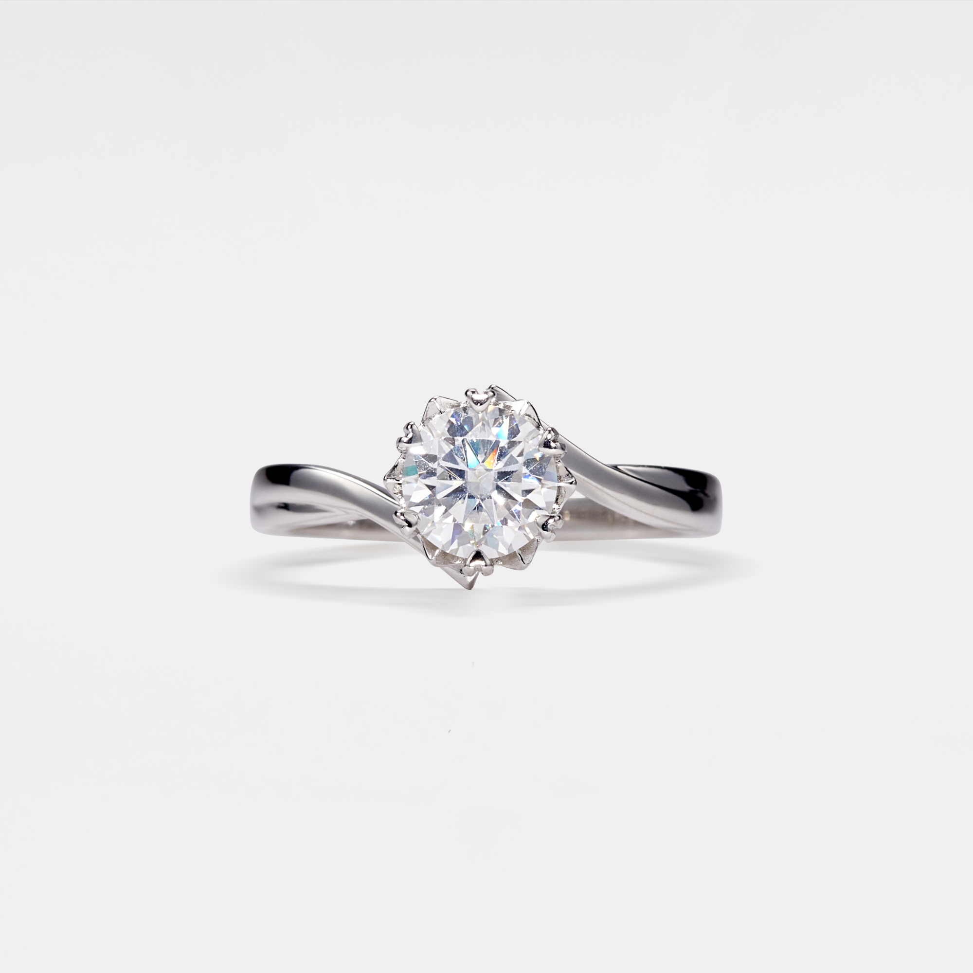 Snowflake Moissanite Engagement Ring in 925 Sterling Silver