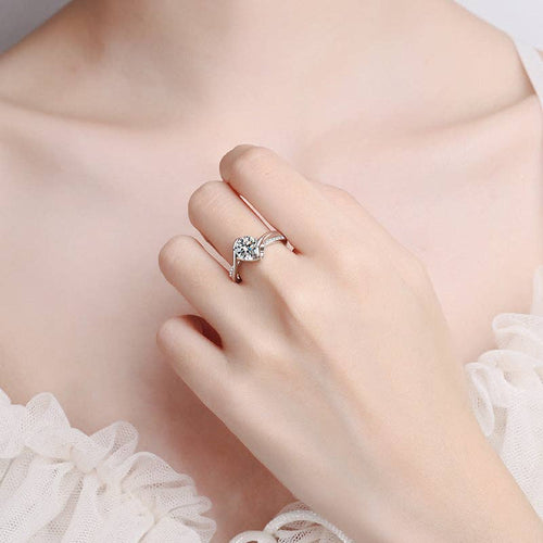 Moissanite Pave Engagement Ring in 925 Sterling Silver