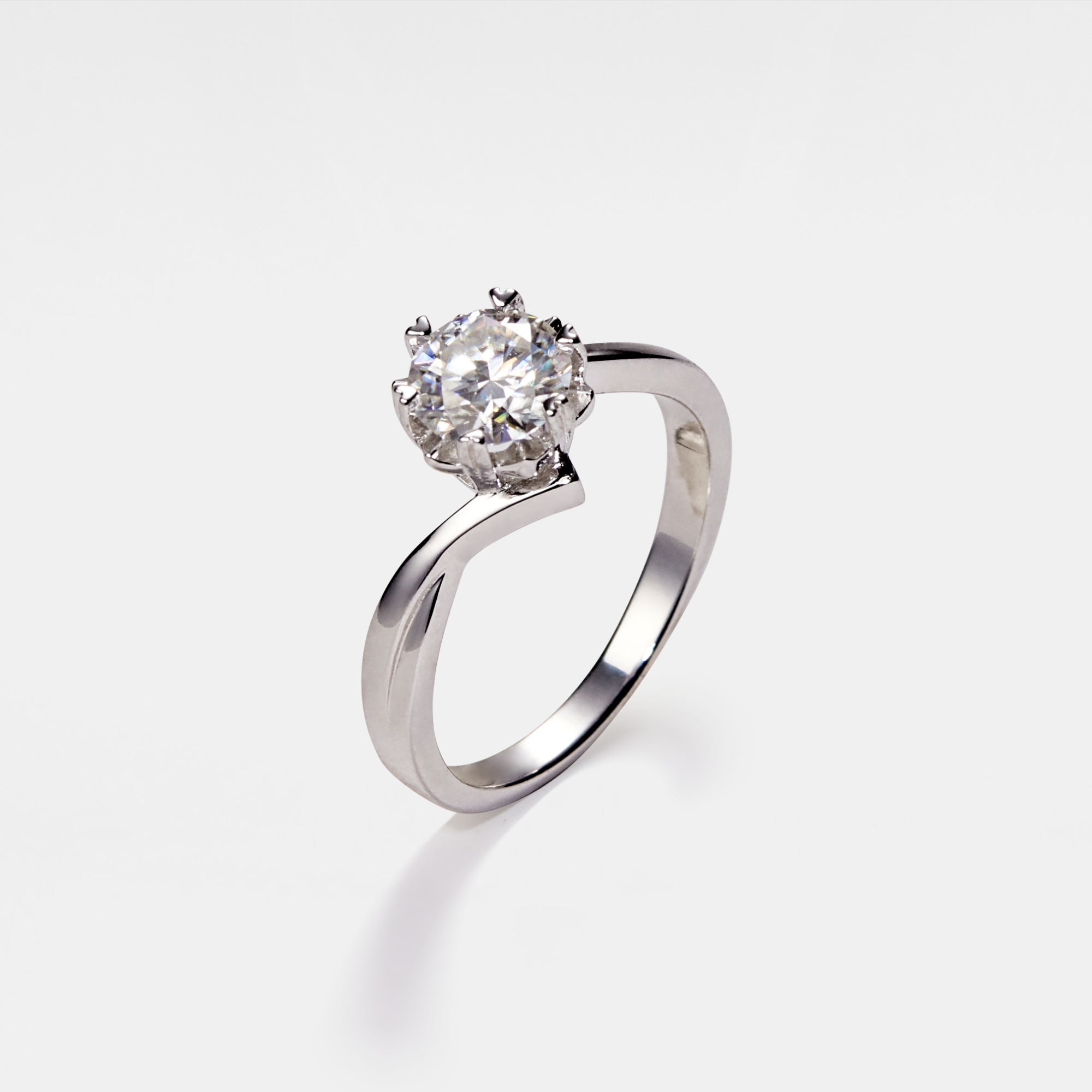 Snowflake Moissanite Engagement Ring in 925 Sterling Silver