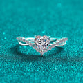 Heart Moissanite Pave Engagement Ring in 925 Sterling Silver