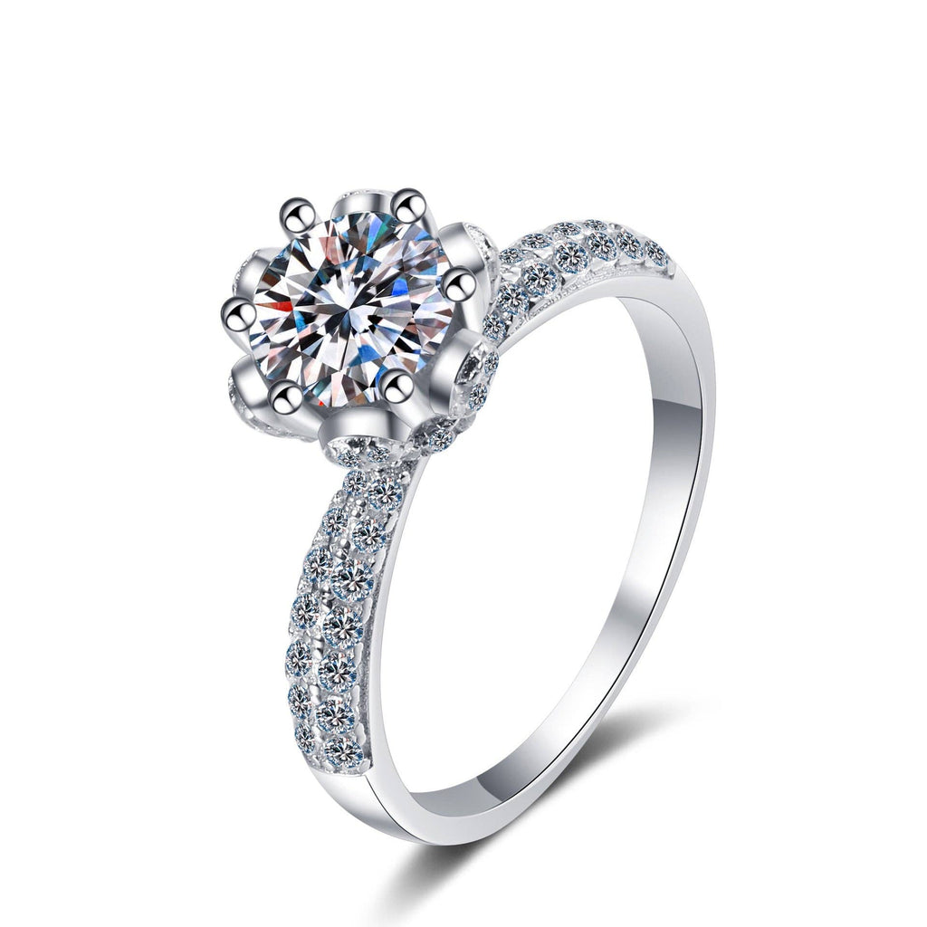 Moissanite Crown Engagement Ring in 925 Sterling Silver