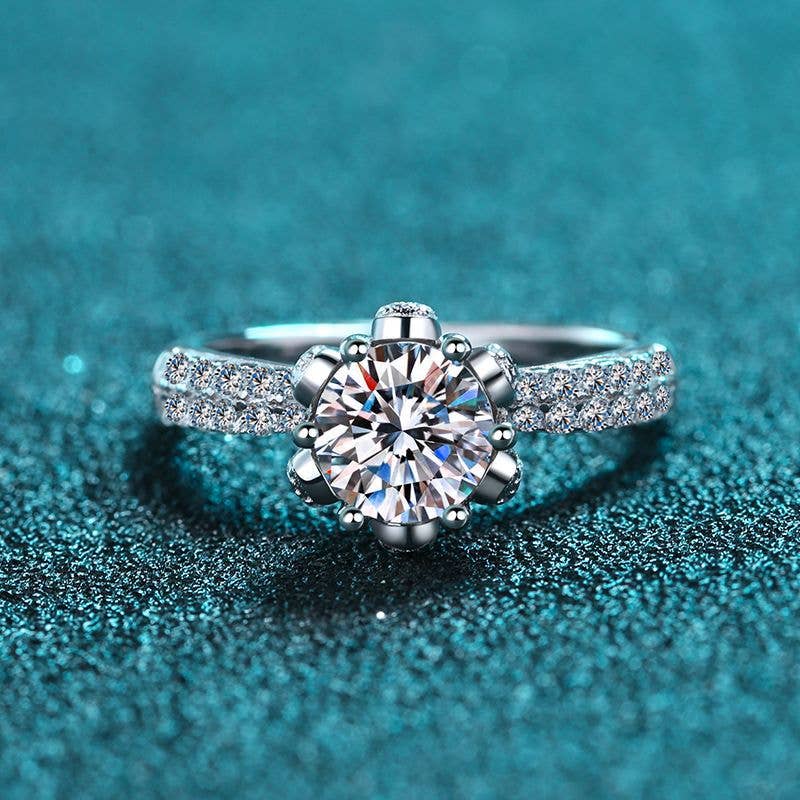 Moissanite Crown Engagement Ring in 925 Sterling Silver