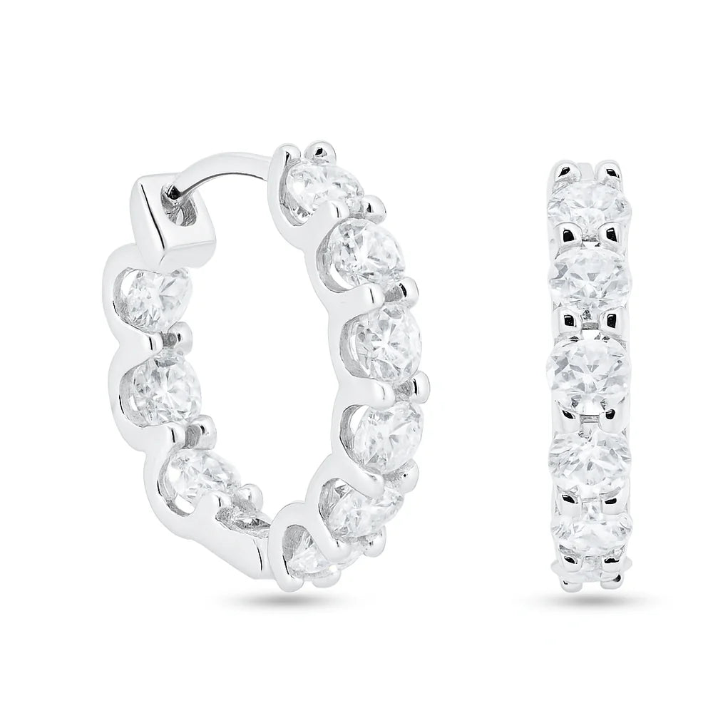 925 Sterling Silver Moissanite Stone Hoop Earrings 17.5mm