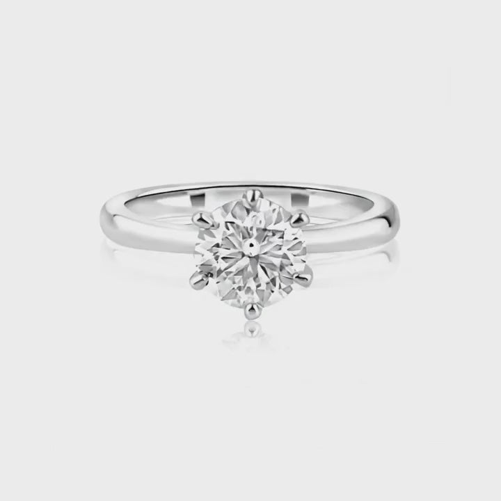 Rhodium Plated 925 Sterling Silver 1 Carat Moissanite Ring