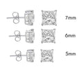 Silver Moissanite Stone Square Push Back Earring